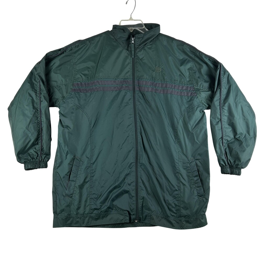 Vintage Wilson Jacket Mens Large Green Full Zip Windbreaker Nylon Athletic 90s